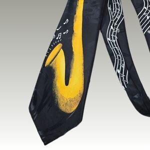 Enigma Hand Made Tie with Saxophone and Music Notes